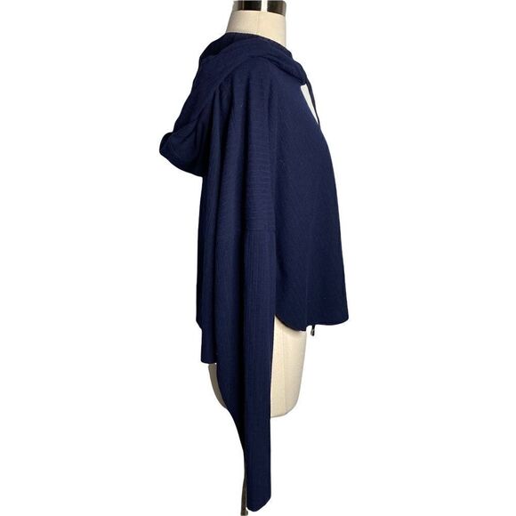 Bp Navy Blue Ribbed Hooded Cropped Long Sleeve Pullover - Picture 2 of 5